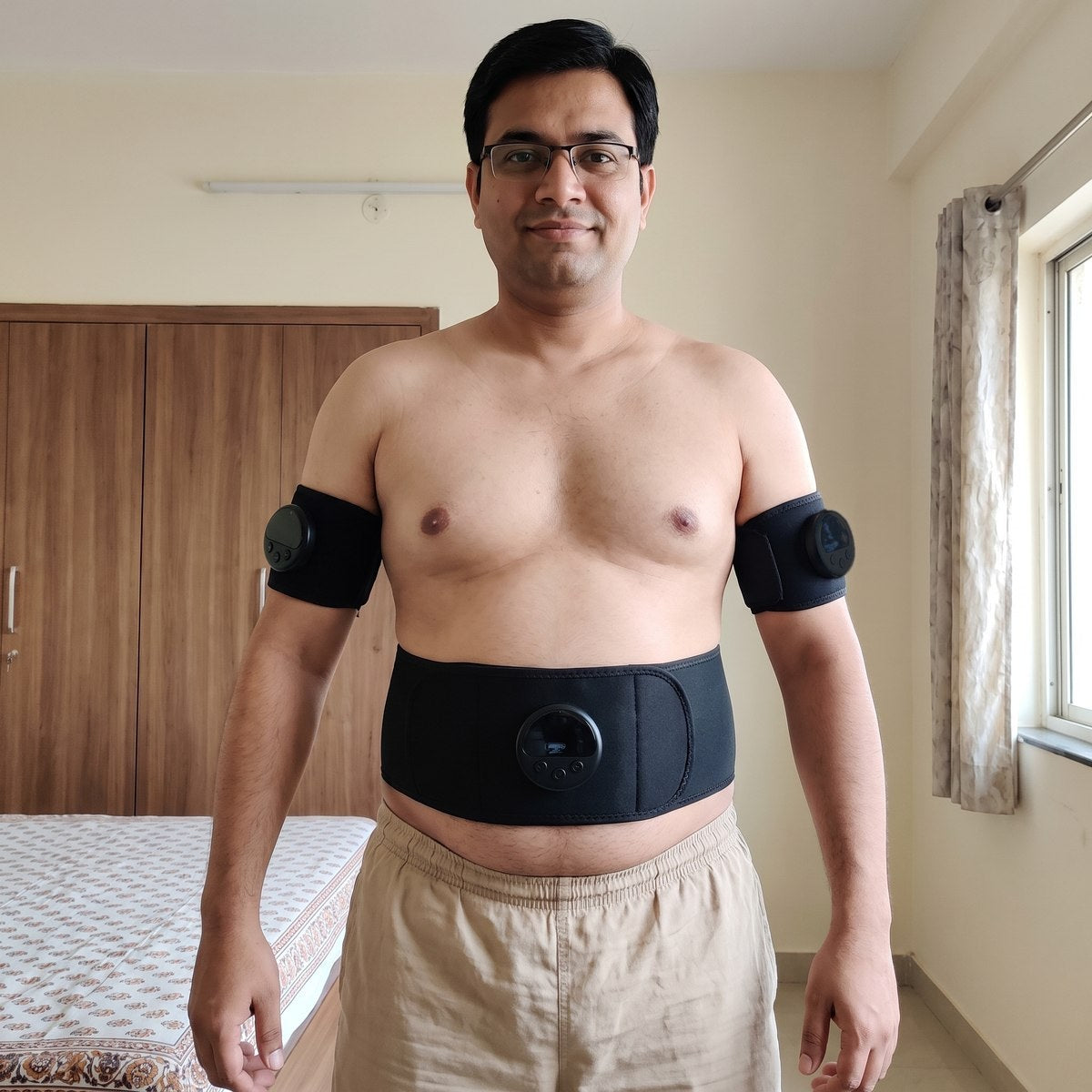 Where the belt and arm bands sit